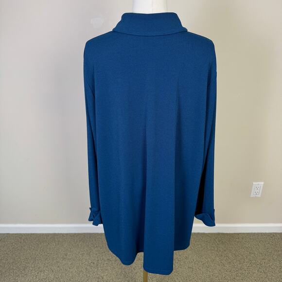 Susan Graver Passport Knit Button Up Long Shirt US Women's 2X Plus - Picture 3 of 7